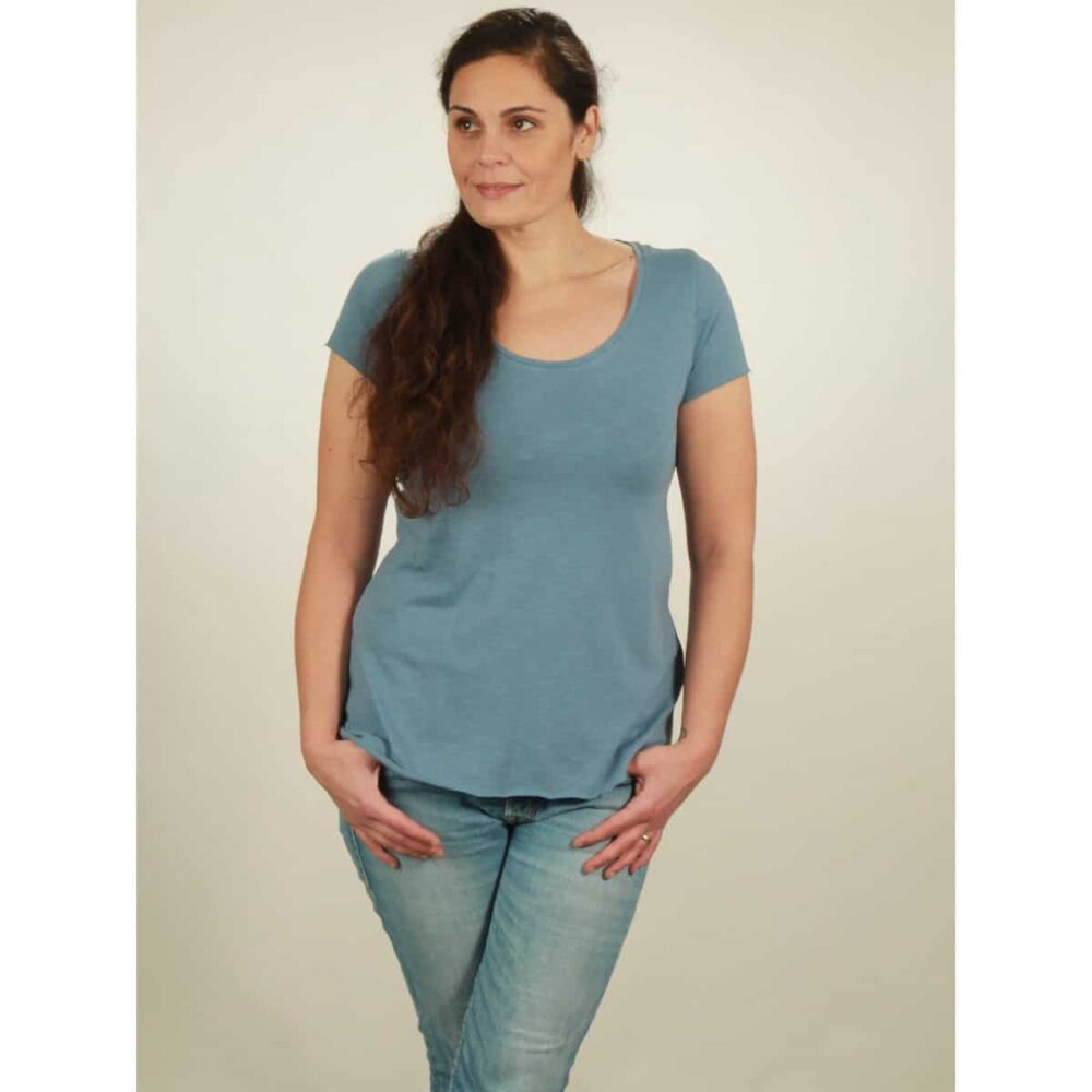 Slub TShirt Damen light blue