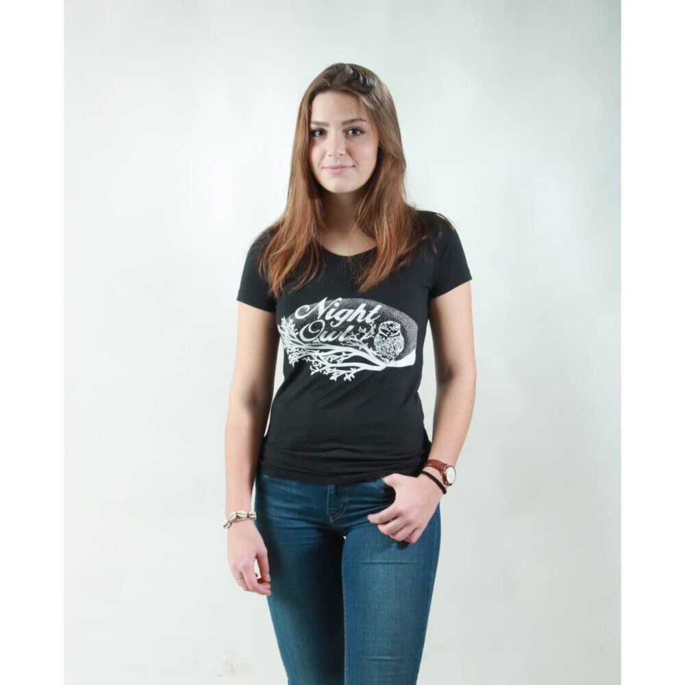 t-shirt damen night owl black