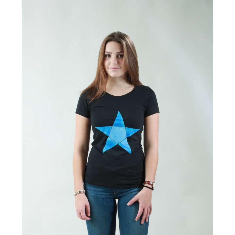 t-shirt damen origami star black