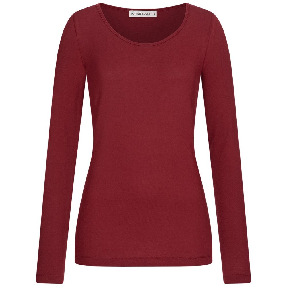 Tencel Longsleeve Damen - dark red