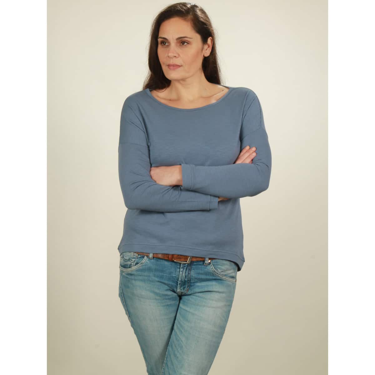 oversize longsleeve damen smoke blue