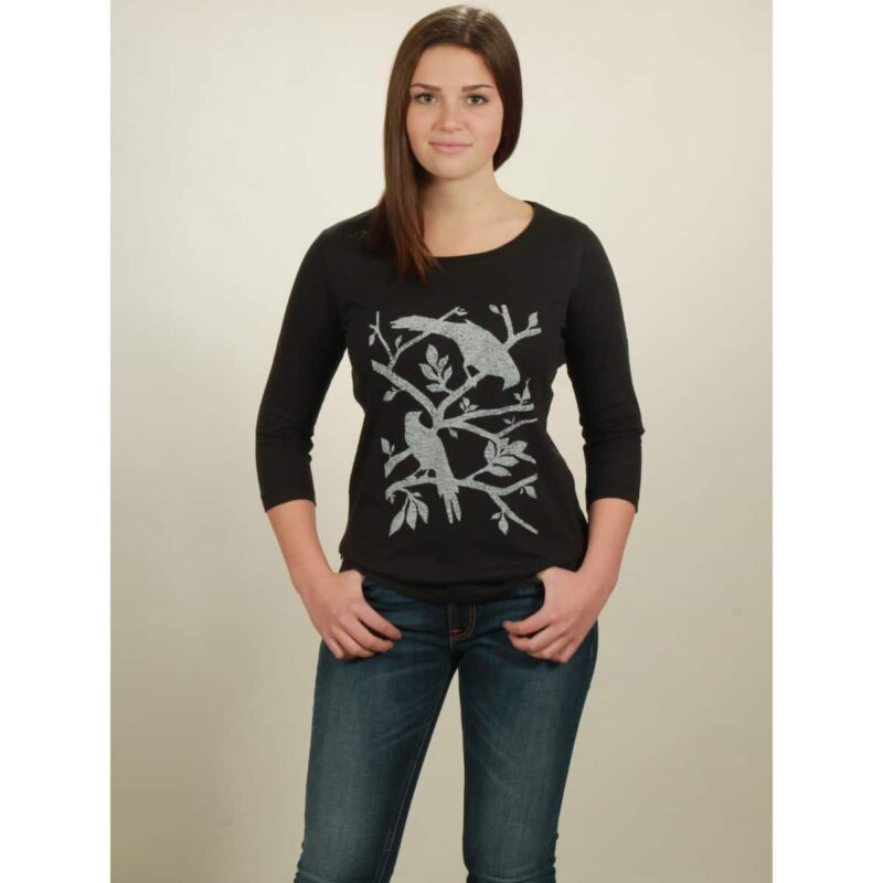3/4 longsleeve birds black