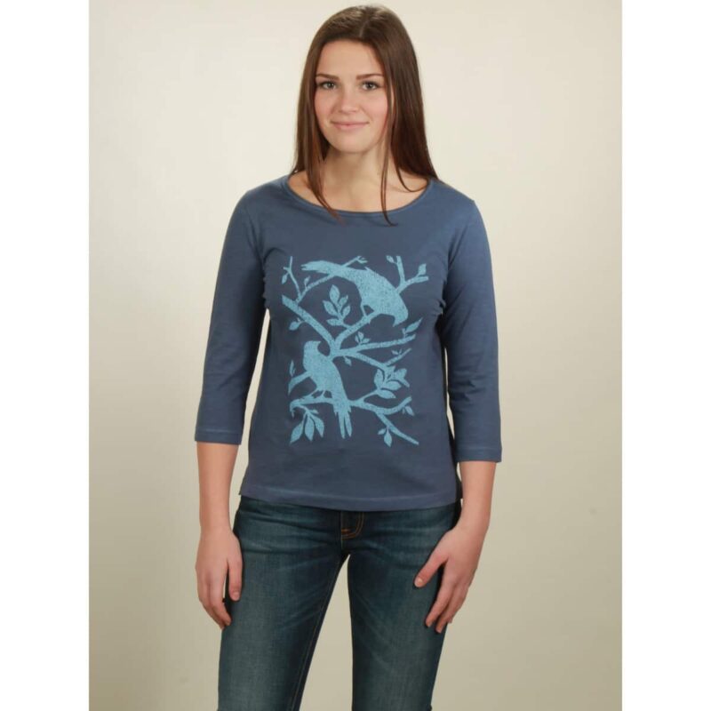 3/4 longsleeve damen birds dark blue