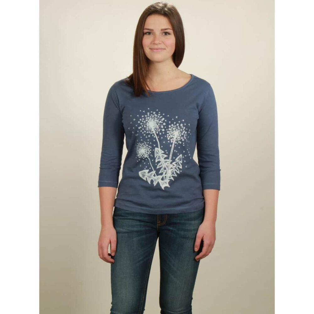 3/4 longsleeve damen flowers dark blue
