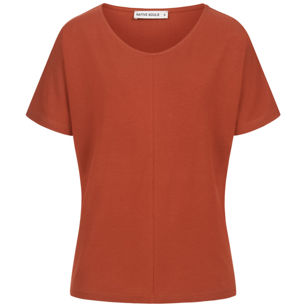 9014 - V-Neck Shirt Medhu - burned orange