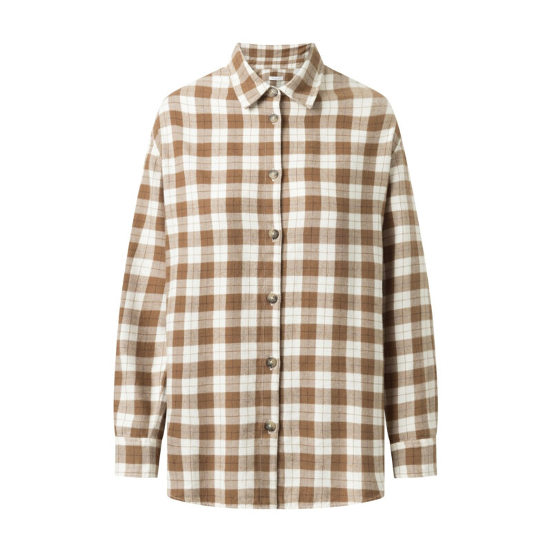 Flanell Bluse beige check