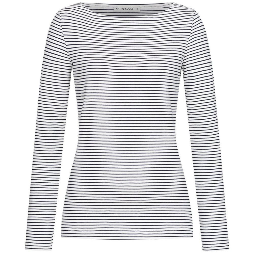 Longsleeve Damen - Stripes - white-navy