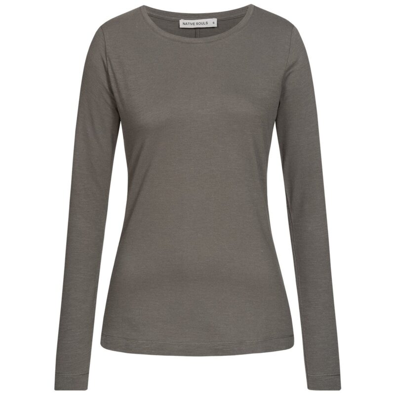 Slub Longsleeve Damen - Basic - dark grey
