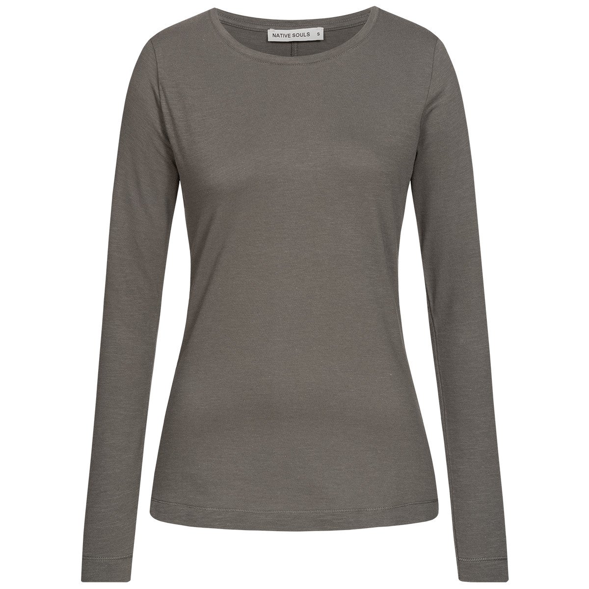 Slub Longsleeve Damen - Basic - dark grey