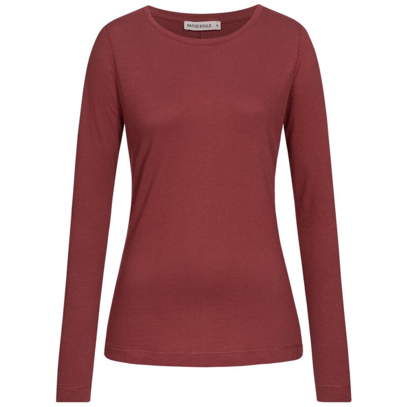 Slub Longsleeve Damen - Basic - wine red