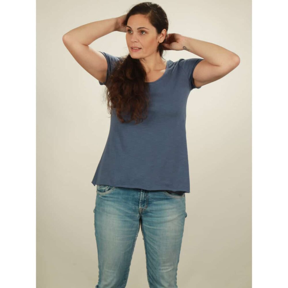 slub shirt damen dark blue