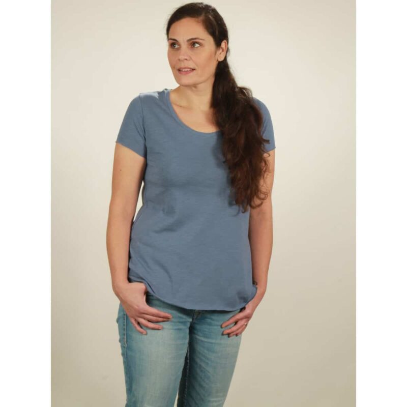 slub shirt damen smoke blue