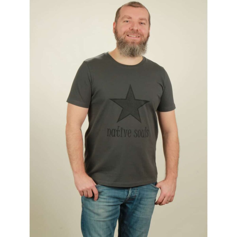 t-shirt herren star dark grey