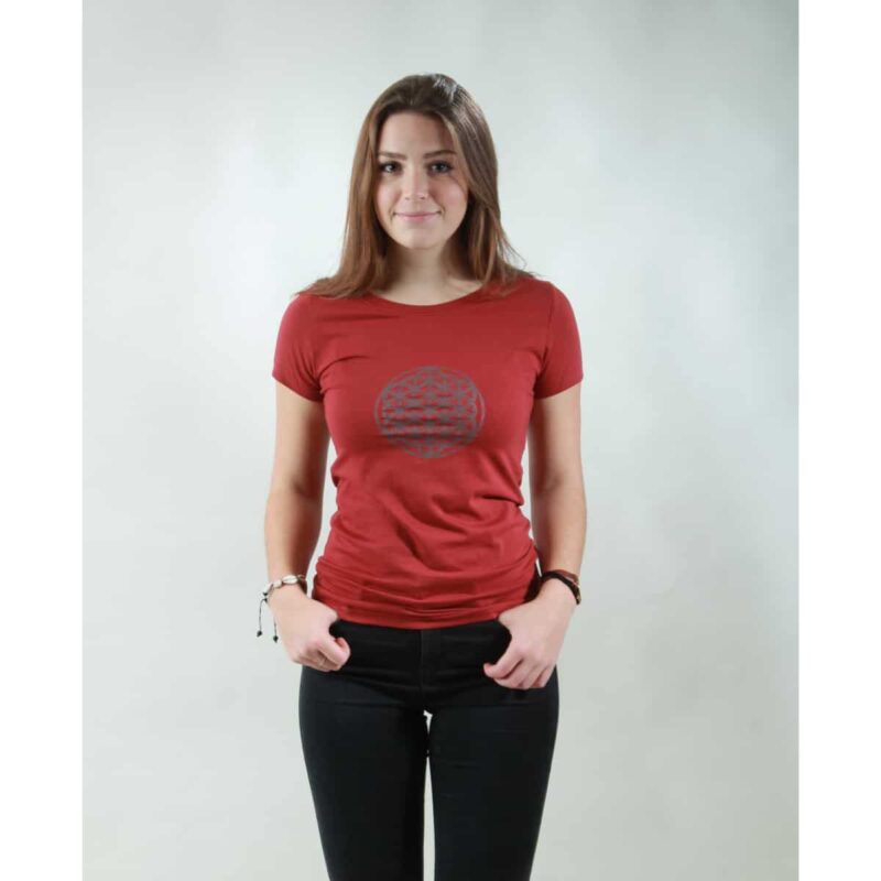 t-shirt damen flower of life red