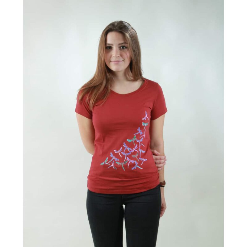 t-shirt damen new dragonfly red
