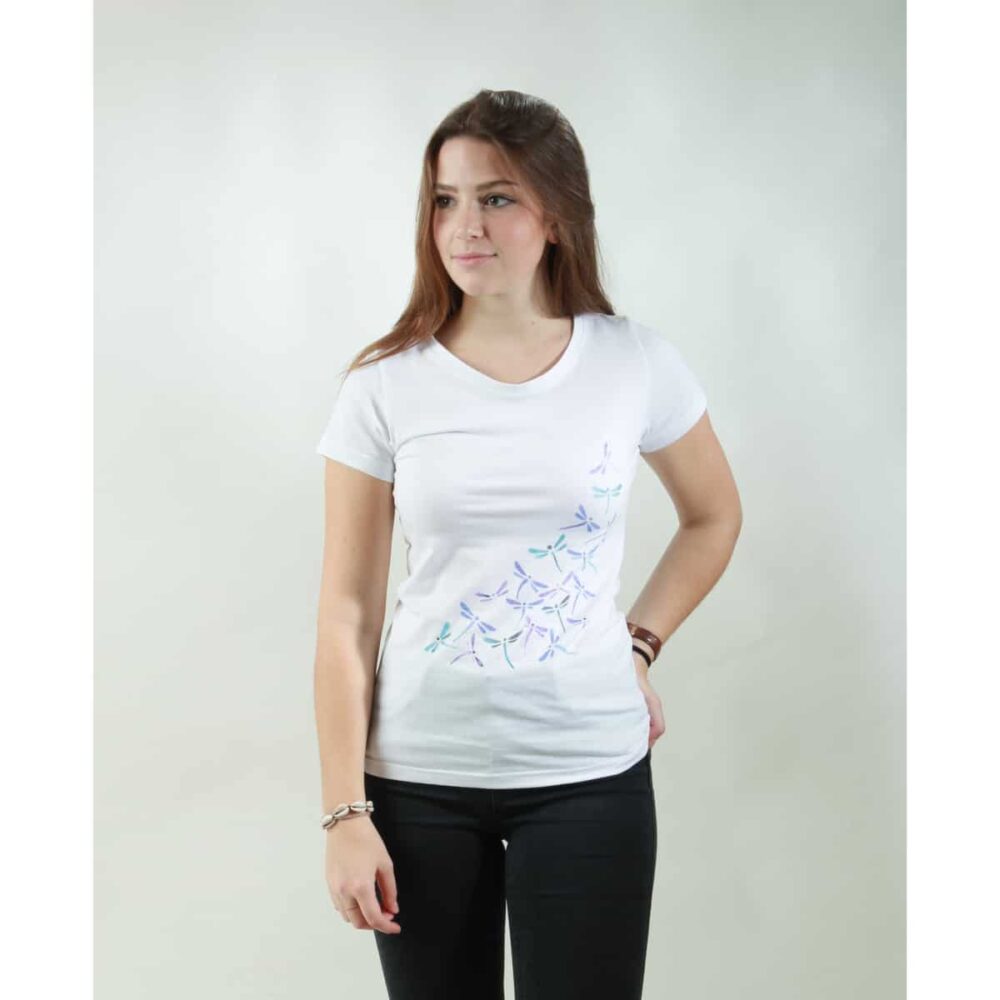 t-shirt damen new dragonfly white