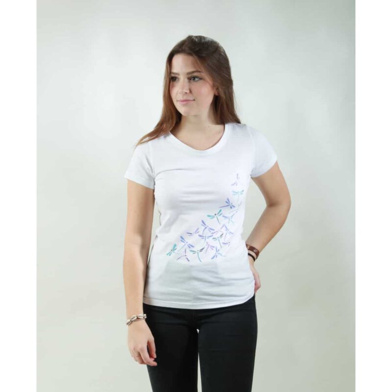 t-shirt damen new dragonfly white