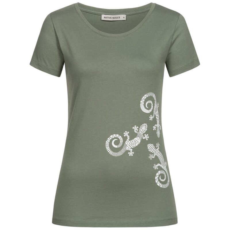 T-Shirt Damen - Three Gecko - moss green