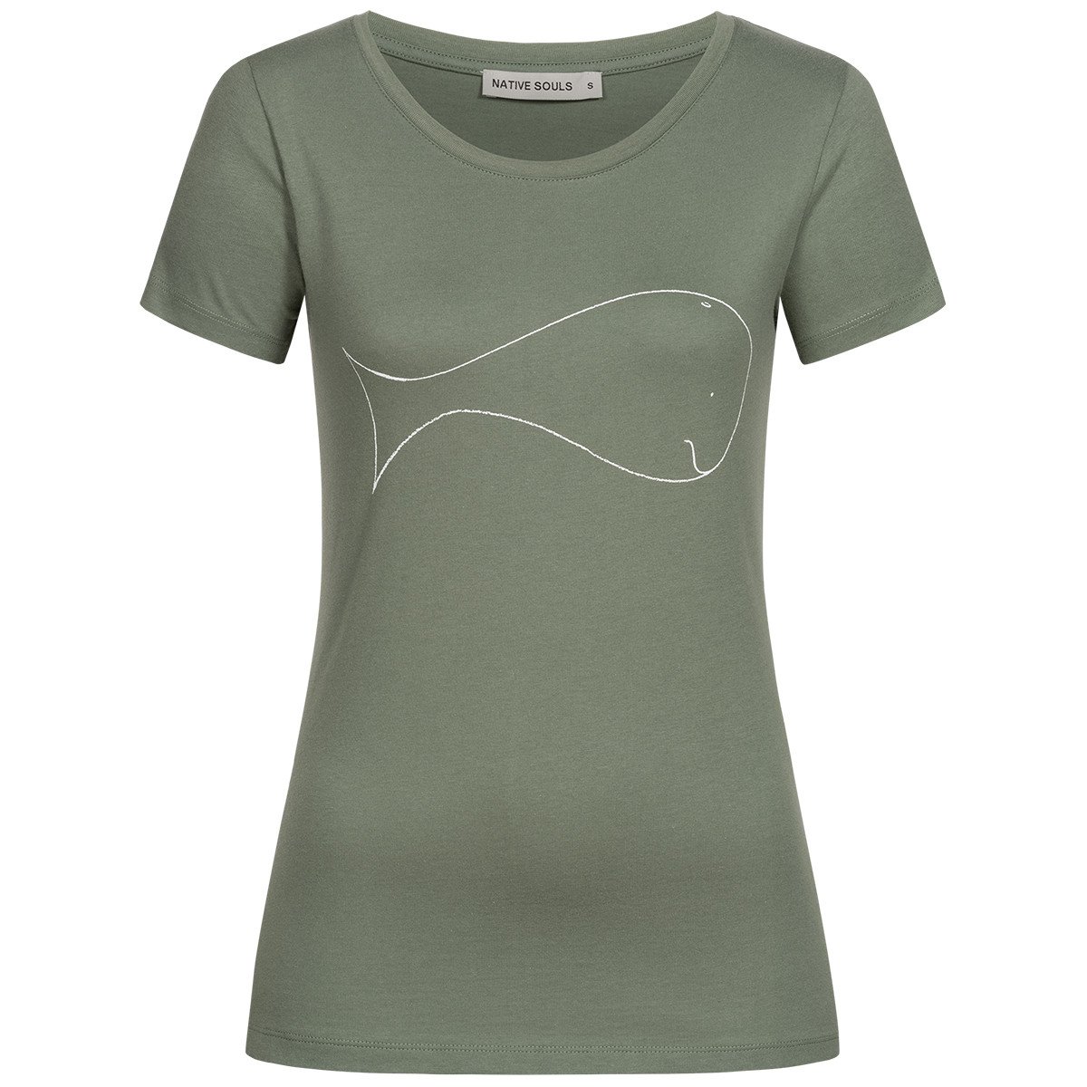 T-Shirt Damen - Whale - moss green
