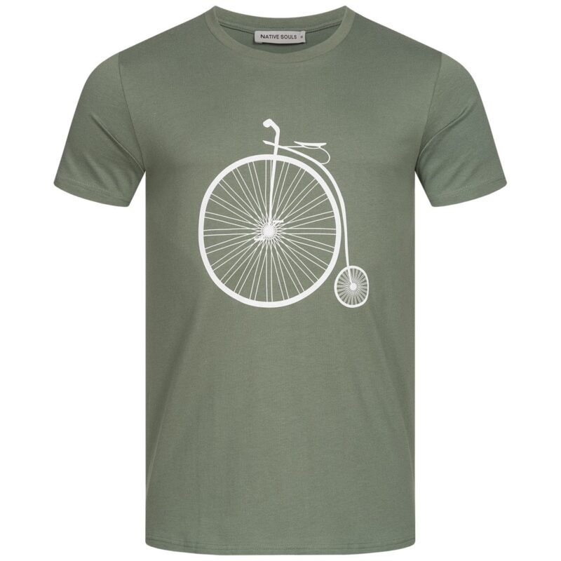 T-Shirt Herren - Retro Bike - moss green