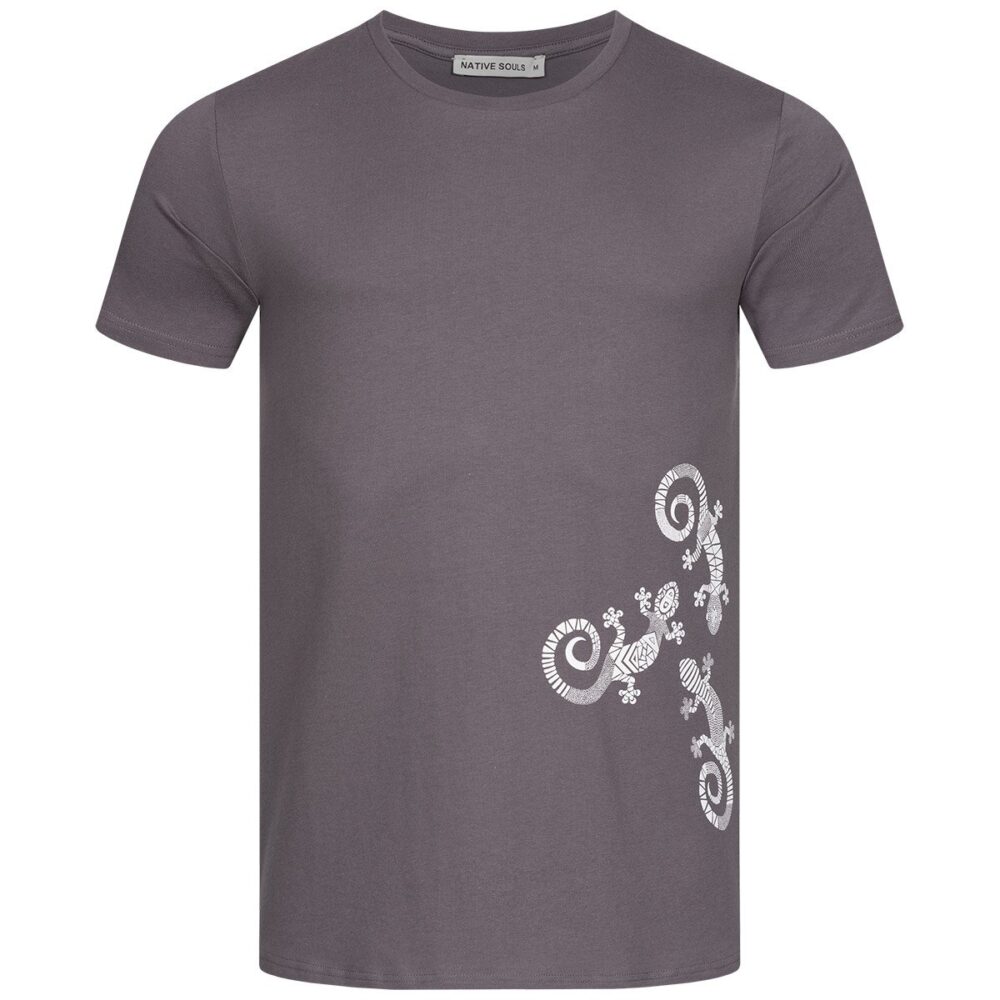 T-Shirt Herren - Three Gecko - charcoal