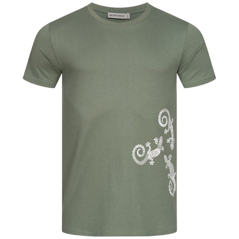 T-Shirt Herren - Three Gecko - moss green