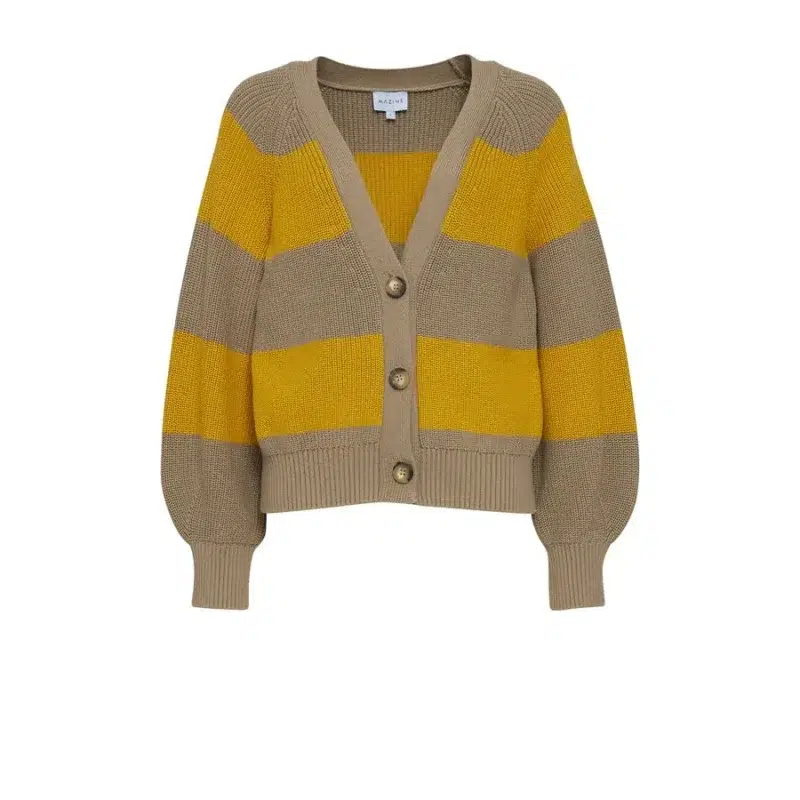 mala striped cardigan mushroom-olive